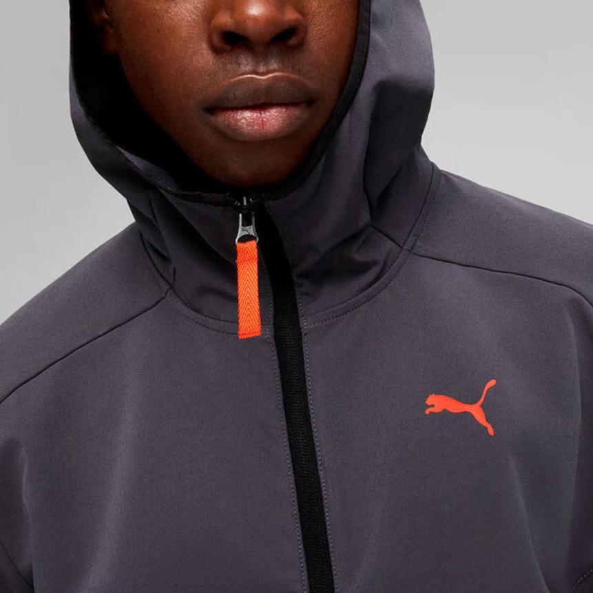 Puma Color Block Design Comfortable Hooded Long Sleeve Zipper Cardigan Sweatshirt Unisex Outerwear Galaxy-Gray 626178-69