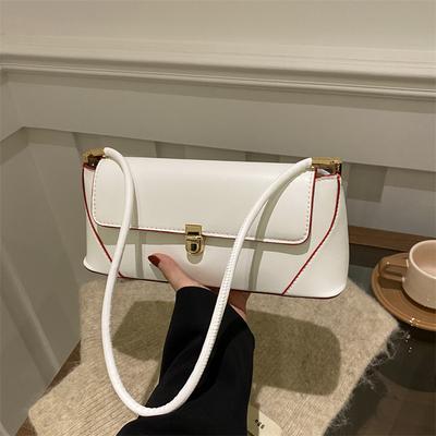 Minimalist Faux Leather Baguette Purse for Women Small Shoulder Crossbody Fashionable Daily Handbag