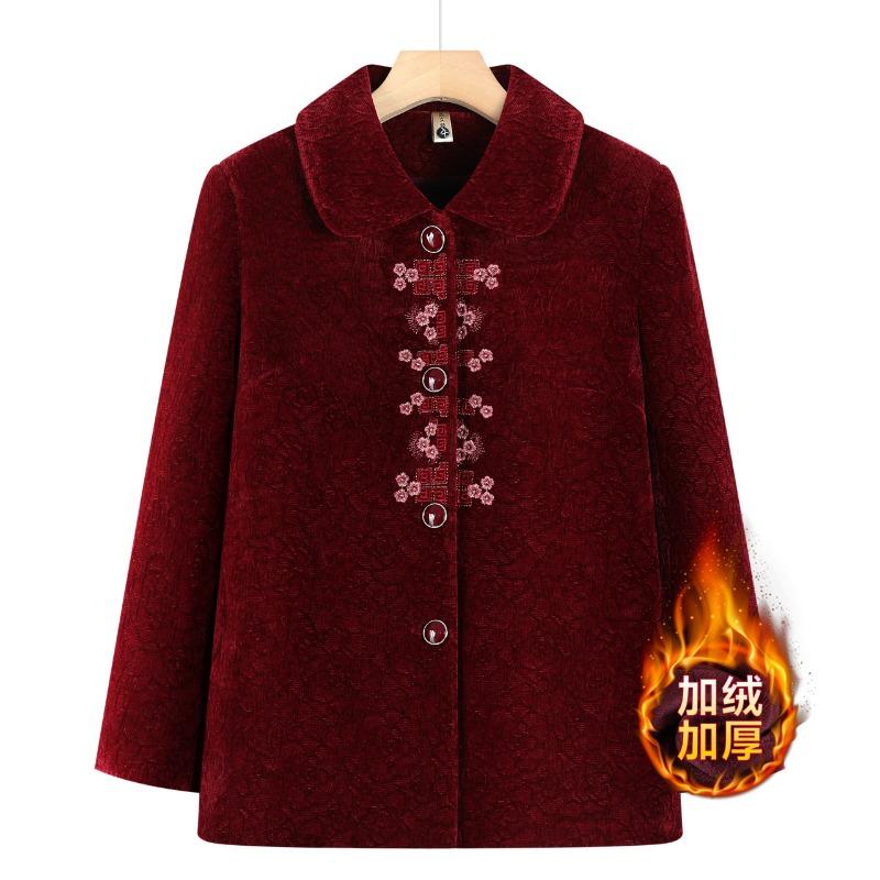 

Новая бабушкина зимняя одежда осенне-зимнее пальто бархатный топ для пожилой женщины в одежде для пожилой мамы утолщенный 5XL [recommended 150-80kg] фиолетовый