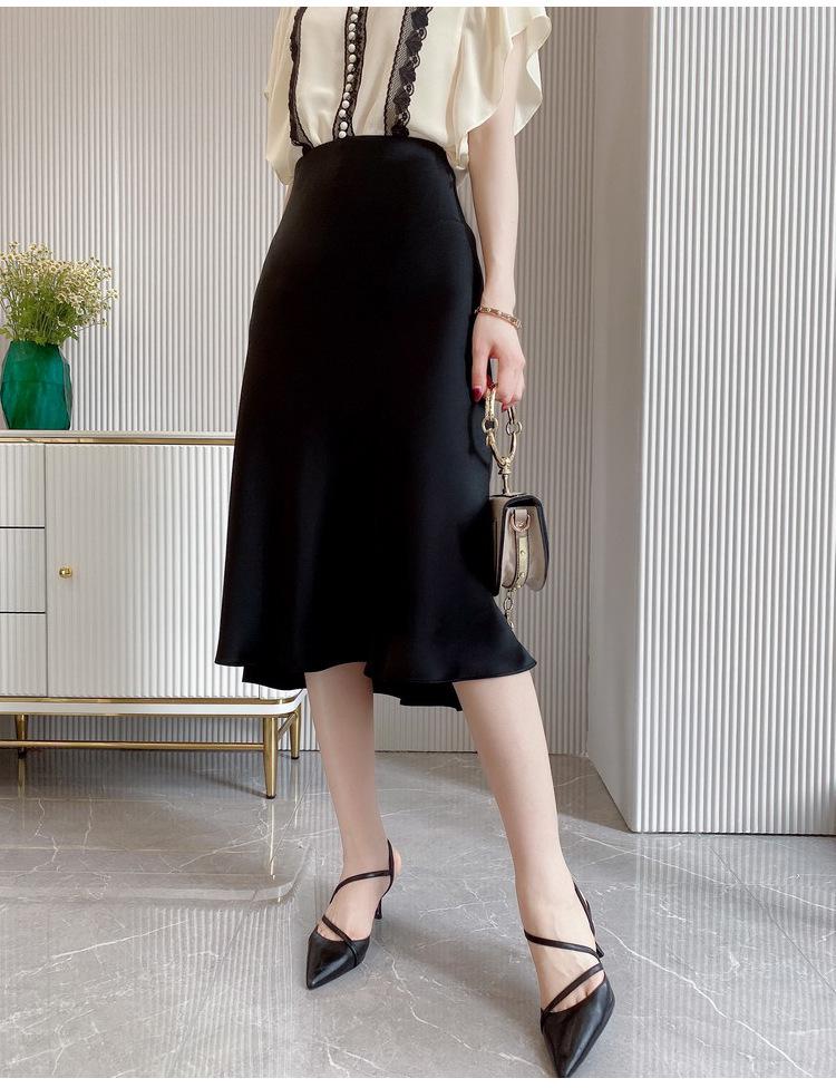 Elegant Retro Satin Acetate Umbrella Skirt for Women