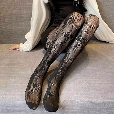 Sexy Hollowed Lace Mesh Stockings Bottomed Pantyhose Classic Lolita Fishnet  Women Netting Gothic Punk Retro Spider Web Tights