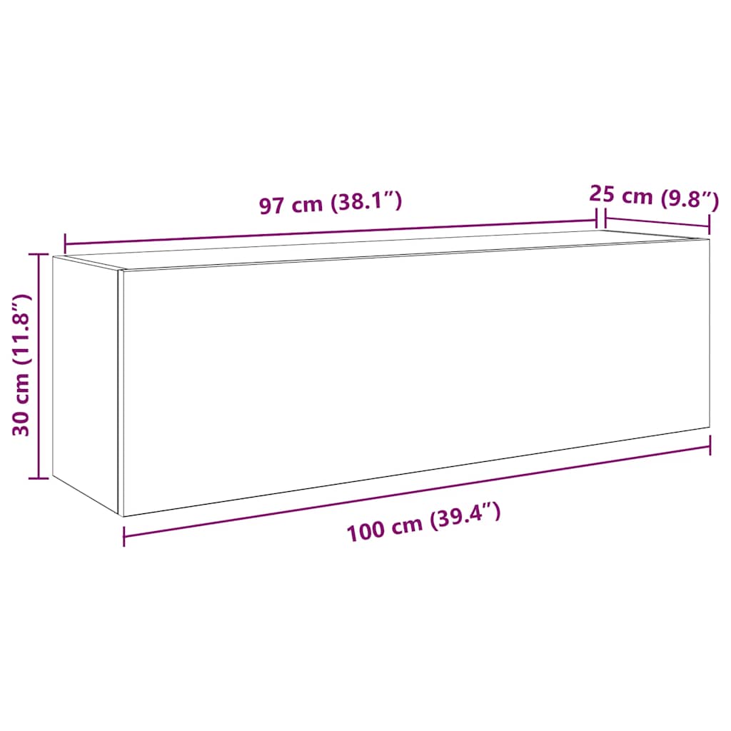 Bathroom Wall Cabinet Smoked Oak 100x25x30 Cm Wood Based Material