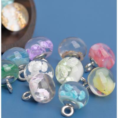 10 Stück runde Harzknöpfe, bunte Pailletten, 10 mm, klein, schön, runde Schaftknöpfe, Cheongsam-Zubehör