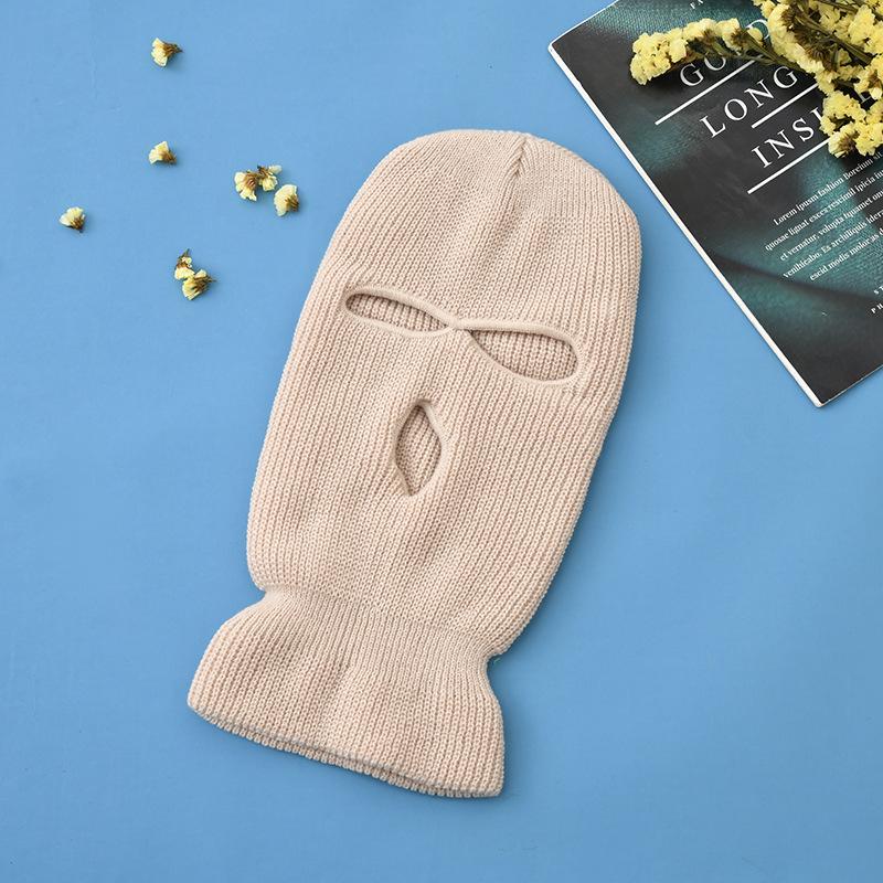 Full Face Cover Ski Mask Hat Balaclava Distressed Knitted Beanie Camouflage Men Hat Women Winter Warm Windproof Bicycle Neck Hat