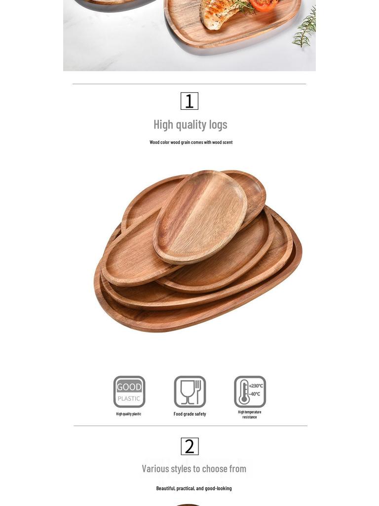 Japanese Style Acacia Wood Fruit and Dessert Bowl Multifunctional Tray