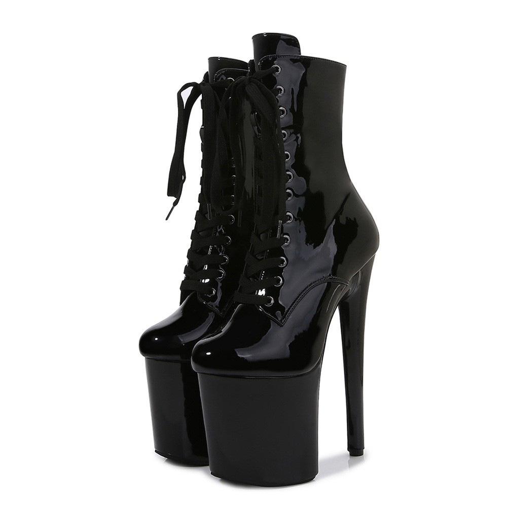 Shoes Women's Patent Leather Short Boots - 20cm Ultra High Heel with Platform, for Pole Dance, Runway, Nightclub - 26 Color Choose