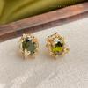 The Wizard of Oz Series~ Olive Green Zircon Mori Elegant 925 Silver Needle Plated 14K Butterfly Garland Earrings, Earrings