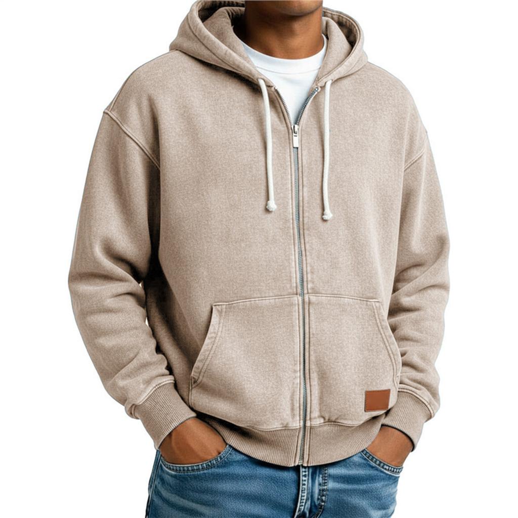 Mens Color Hoodies Distressed Look Full Zip Up Hoodies Spring Fall Casual Hooded Outerwear Jacket