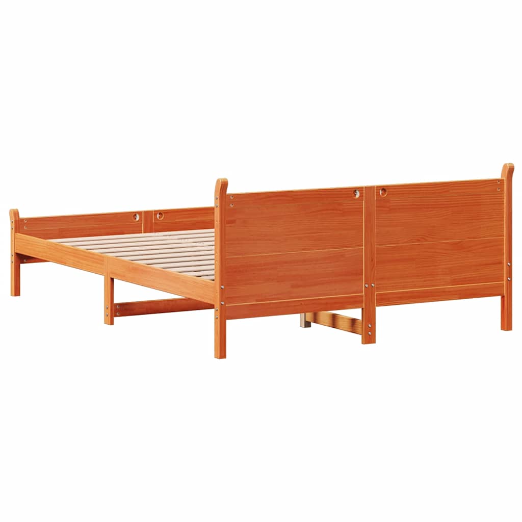 Solid Wood Bed without Mattress Wax Brown 120 x 190 cm Pine Wood