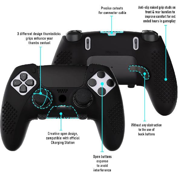 PlayVital 3D Studded Edition Anti-Slip Silicone Cover Case for ps5 Edge Controller, Soft Rubber Protector Skin for ps5 Edge Wireless Controller with