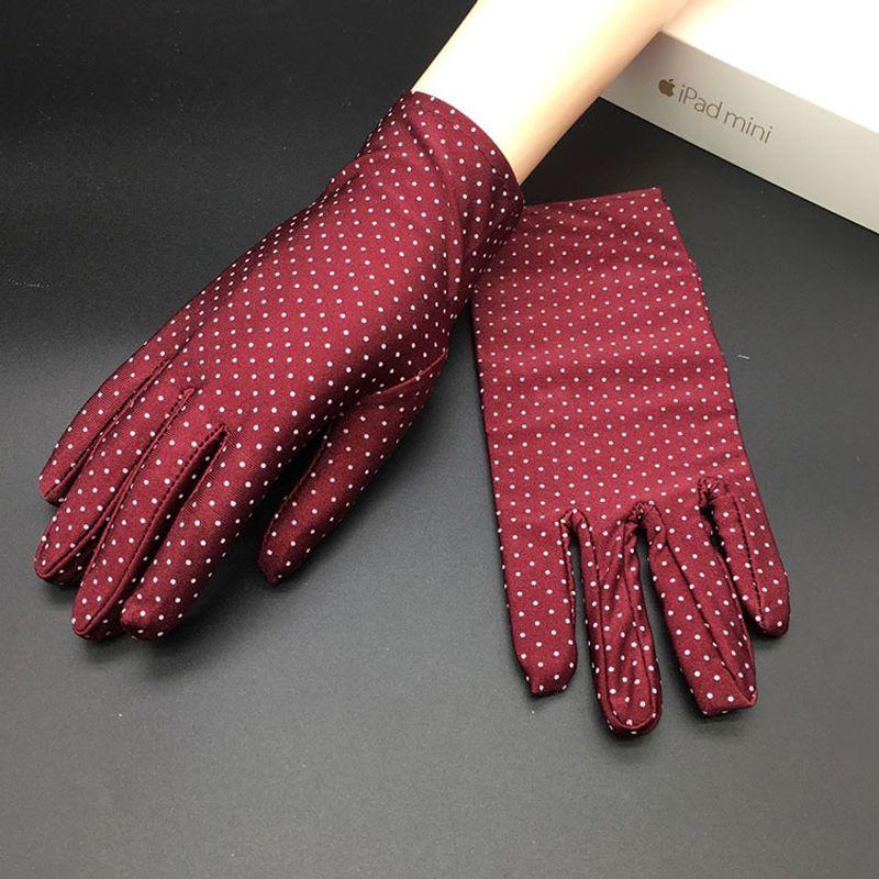 

Солнцезащитные перчатки для женщин для велоспорта весна и лето тонкие для активного отдыха короткие защита от УФ-лучей для вождения дышащие нескользящие для велоспорта 4 pairs of dots of purplish red All yards