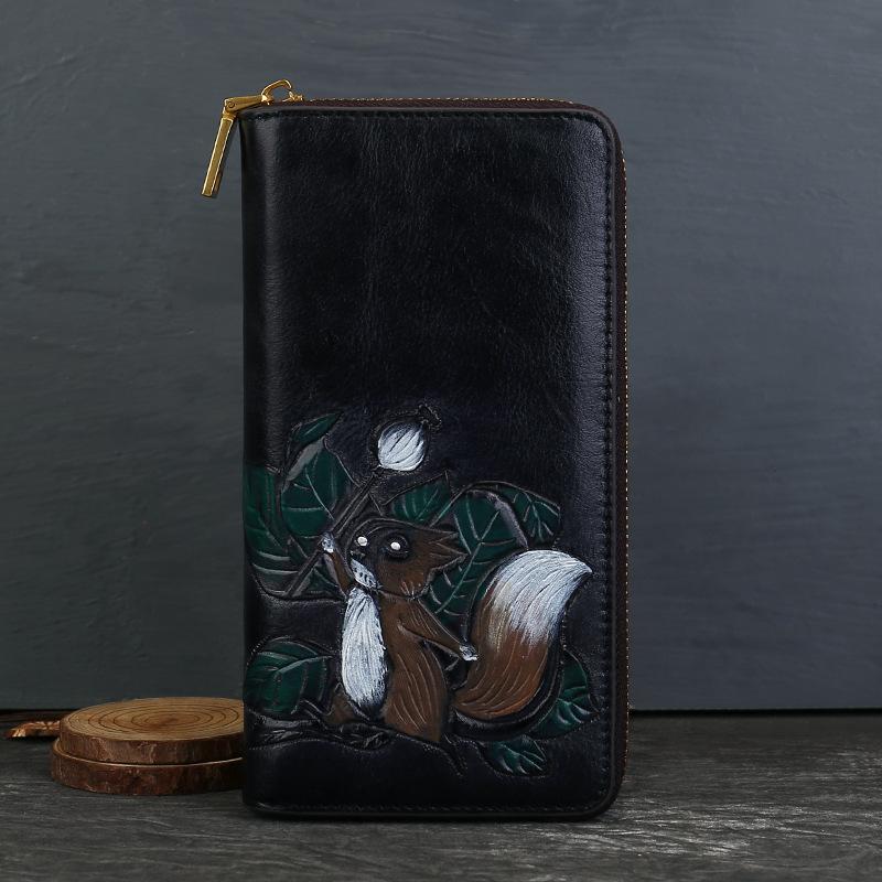 A Genuine Leather Retro Color-erased Wallet with Multiple Compartments and Large Capacity, A Business Clutch Bag