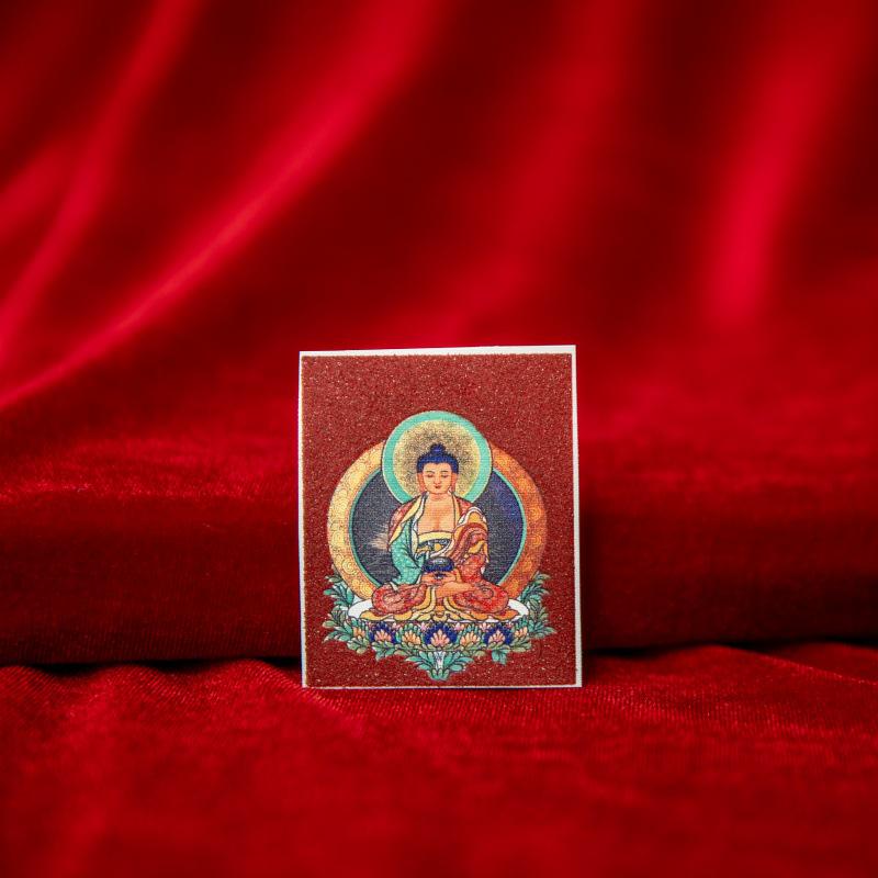 Tibetan Eight Protectors Cinnabar Mineral Sand Thangka Painting Core 4X5 - Birth Year Buddha