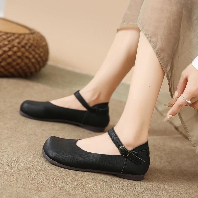 Fashion 2024 New Women Flat Heel Shoes Fashion Square Toe Ladies Casual Mary Jane Shoes Shallow Comfort Soft Sole Ballet Mujer