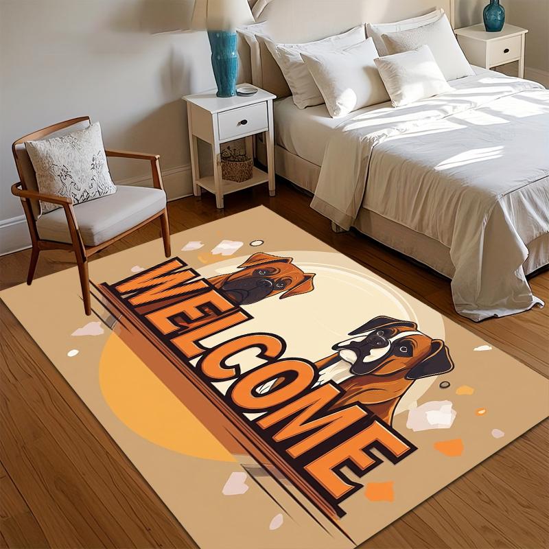 

Boxer Dog Welcome Print Area Rug Non Slip Soft Floor Carpet for Entryway Living Room Bedroom Kids Room Pet Friendly Decor 40X60cm