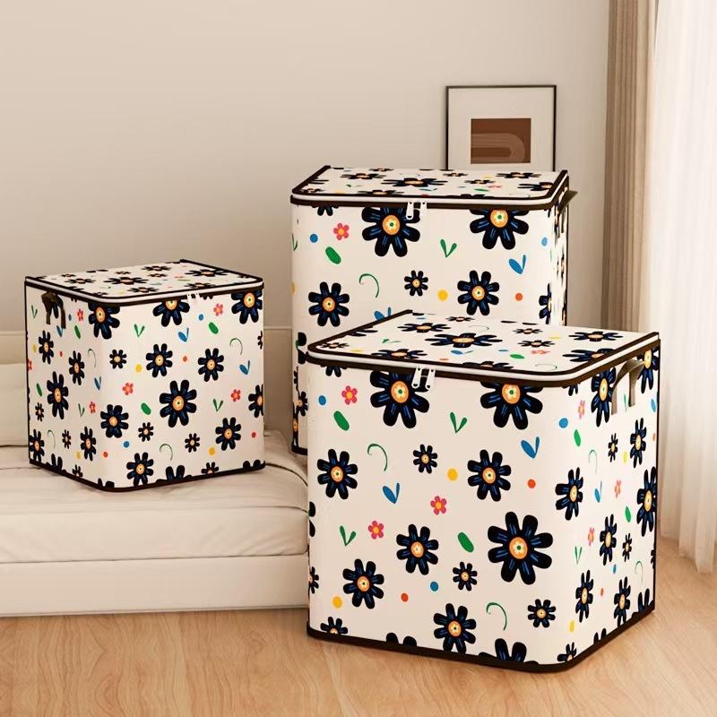 Large Capacity Clothes Storage Bag, Foldable Wardrobe Organizer with Zipper, Dust-Proof Moving & Toy Container Box