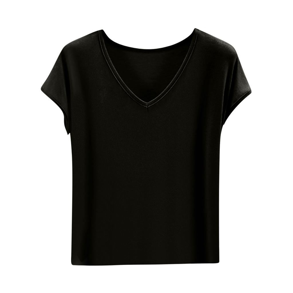 Damen Weste Lässig Locker Kurzarm Sommer V-Ausschnitt Basis Kurzarm T-Shirt Dünne Außenschicht Inneres Oberteil