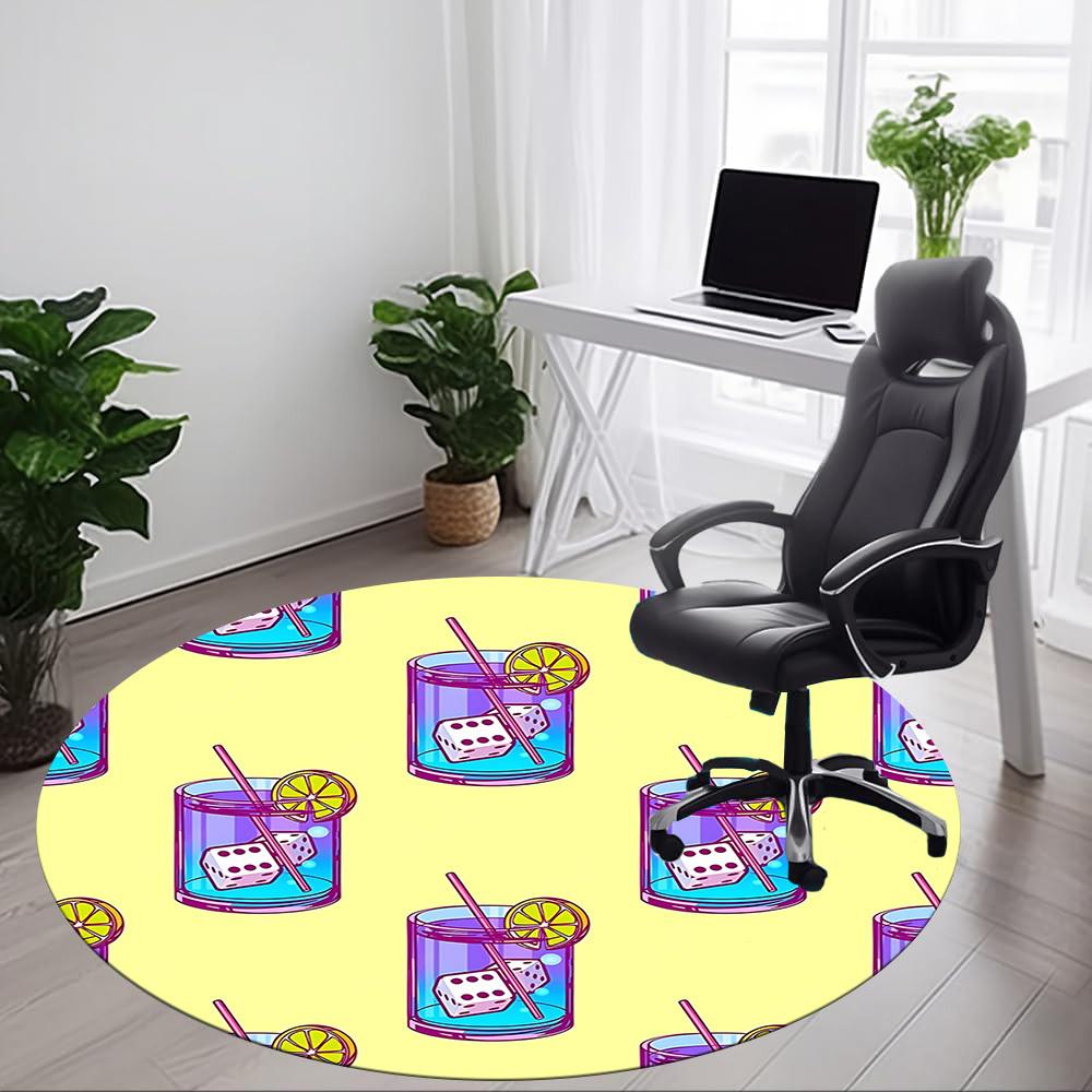1pc Dice Cocktail Pattern Chair Carpet for Office Non Slip, Lightweight, Machine Washable Rug for Office Holiday Decor