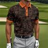 Men's Short-sleeve Polo Shirt with Stylish Abstract Wave Pattern, Casual and Trendy.