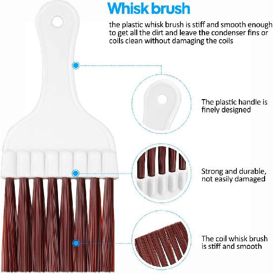 Hommtina 3 Pcs Air Conditioner Condenser Fin Comb/Cleaning Brush, Coil Cleaner Whisk Brush with Window Blinds Brush Dust Cleaner for Refrigerator