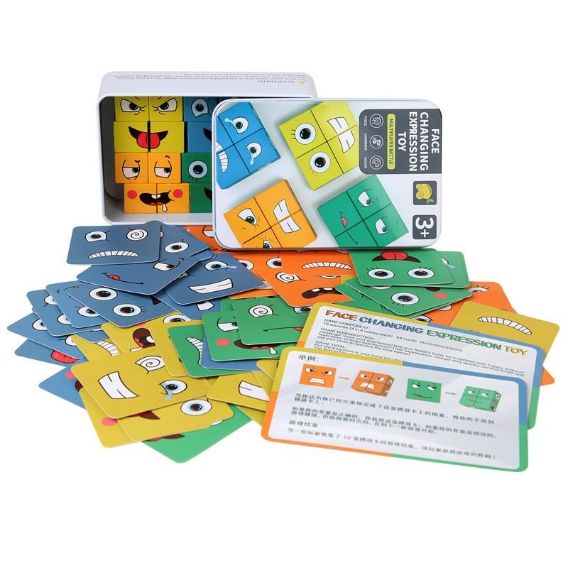 

Куб, изменяющий лицо, строительные блоки, настольная игра, мультяшная головоломка, игрушки Монтессори, деревянный уровень, игра, мышление, вызов, детские игрушки