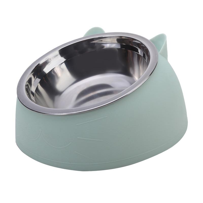Stainless Cat Bowls Non-slip Base Pets Puppy Dog Food Water Feeder Bowl Neck Protection Dish Pet Bowl 15 Degrees Bowl Pet Supply