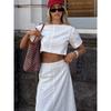 European and American Suit Female Summer Short-Sleeved Casual Top White Two-piece Set Elegant Dress Stylish 2025 Vacation