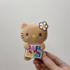 Adorable Cartoon Black Cat Plush Keyring with Surfing Beach Ring Pendant