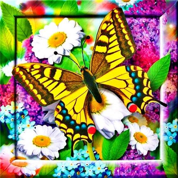 5D DIY Diamond Painting Full Drill Square Animal Butterfly Diamond Embroidery Flower Rhinestones Mosaic Decor For Home