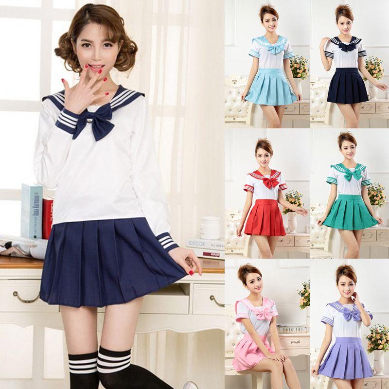 Elegant 3pcs Sailor Uniform Cosplay Costume Featuring Soft Polyester Fabric Design