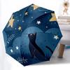 1PC Night Sky Cat Automatic Folding Umbrella Portable Collapsible 8-Rib Umbrella for All Seasons, Casual Outdoor Accessory, A10