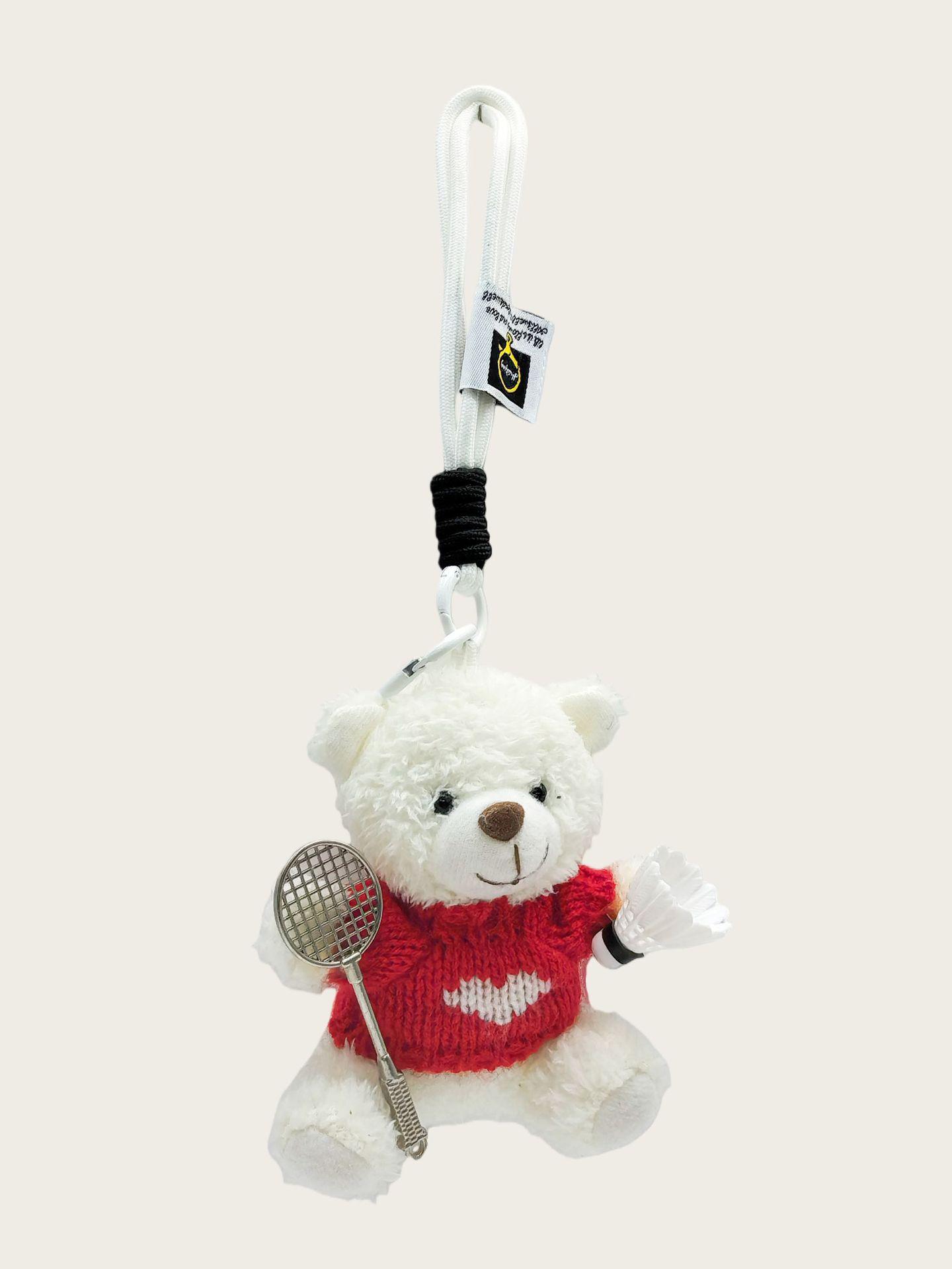 Cute Table Tennis Bear Doll Sweater Bear Keychain Bag Pendant Creative Plush Doll Gift Small Pendant