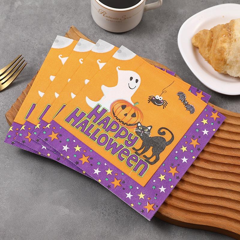 20Pcs/Pack 33x33cm Halloween Pumpkin Printed Disposable Napkin Paper Table Dinner Tissues Party Decoration