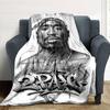 2pac Personalized Text Blanket Multi-purpose Customizable Blanket Soft Warm Cozy Throw For Livingroom Living Room Bed Picnics for All Occasions