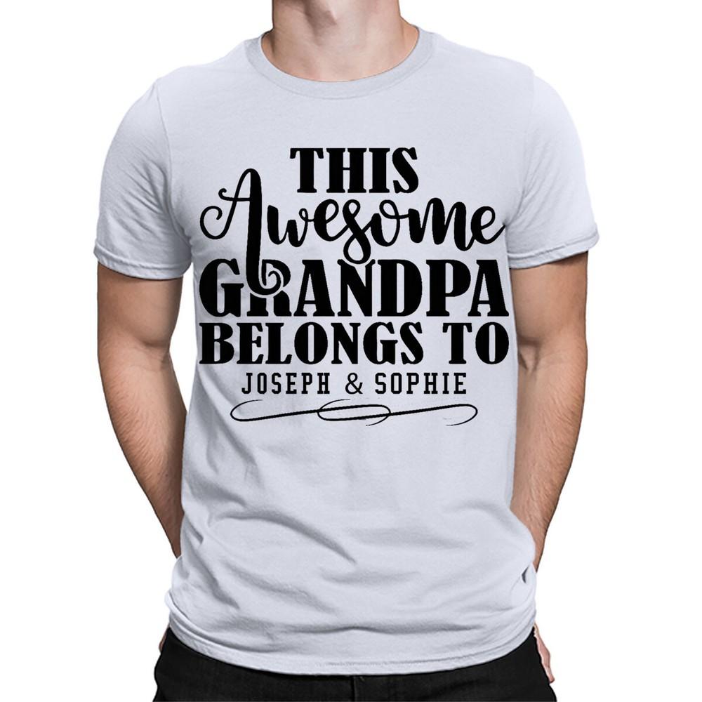 Personalised Any Names This Awesome Grandad Belongs To Custom Mens TShirtTA06 2XL