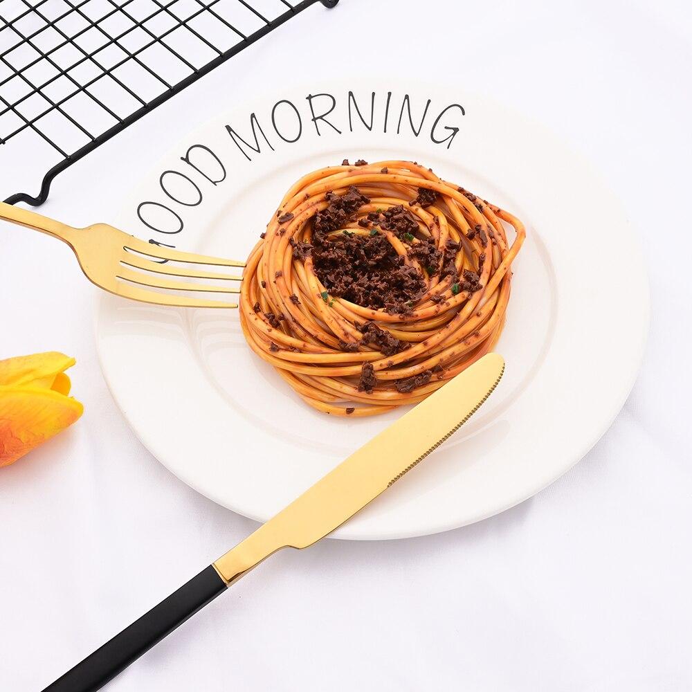 36Pcs/6Sets Mint Gold Cutlery Set Mirror Stainless Steel Flatware Knife Dessert Fork Tea Spoon Dinnerware Kitchen Restaurant Tableware