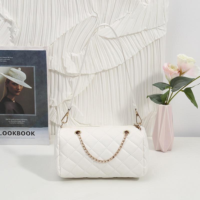 High quality diamond cylinder bag double shoulder strap niche chain diamond bag