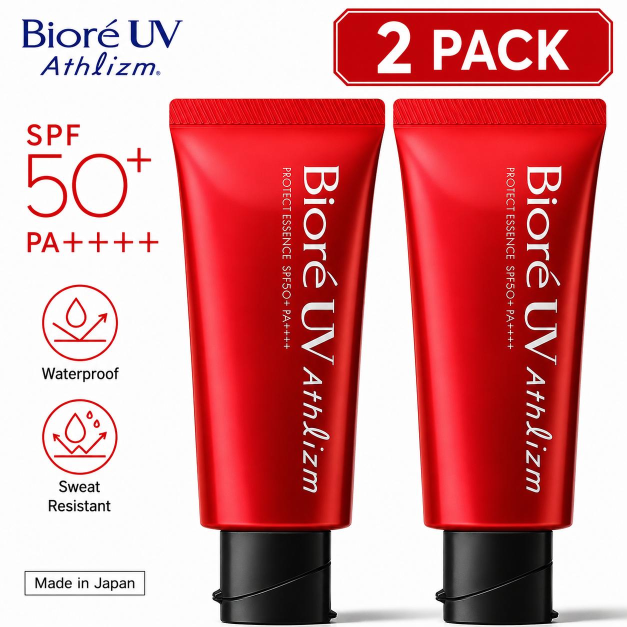 Biore UV Athlizm Protect Essence SPF50+ PA++++ 2 Pack 70g Japan