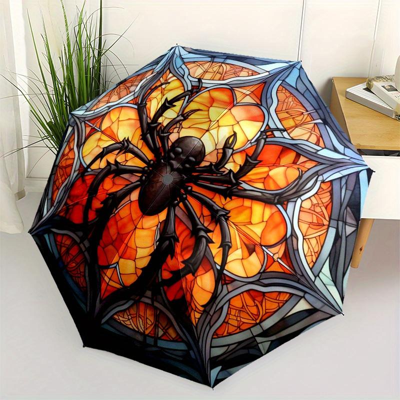 

Stained Glass Spider Window Panel - Decorative Artwork for Home or Office Umbrella Day Gift Y233