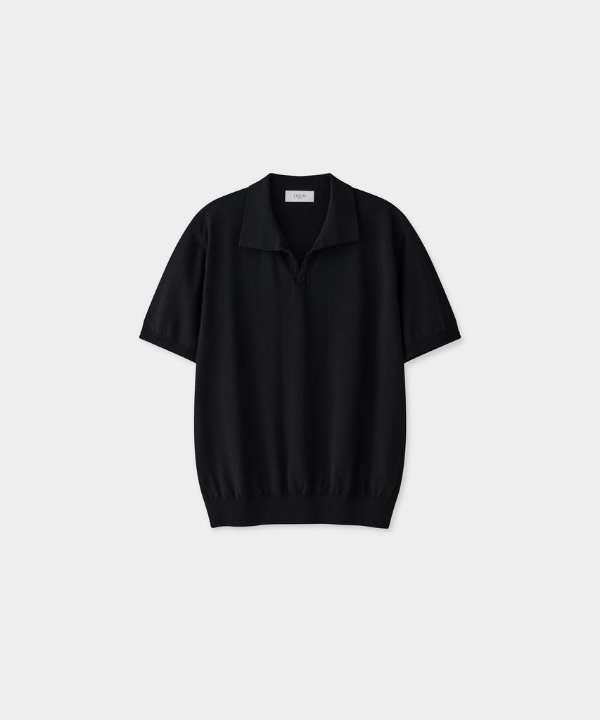 Jeilium Cotton Summer Essential Cable Polo Neck Black (Dry Touch)