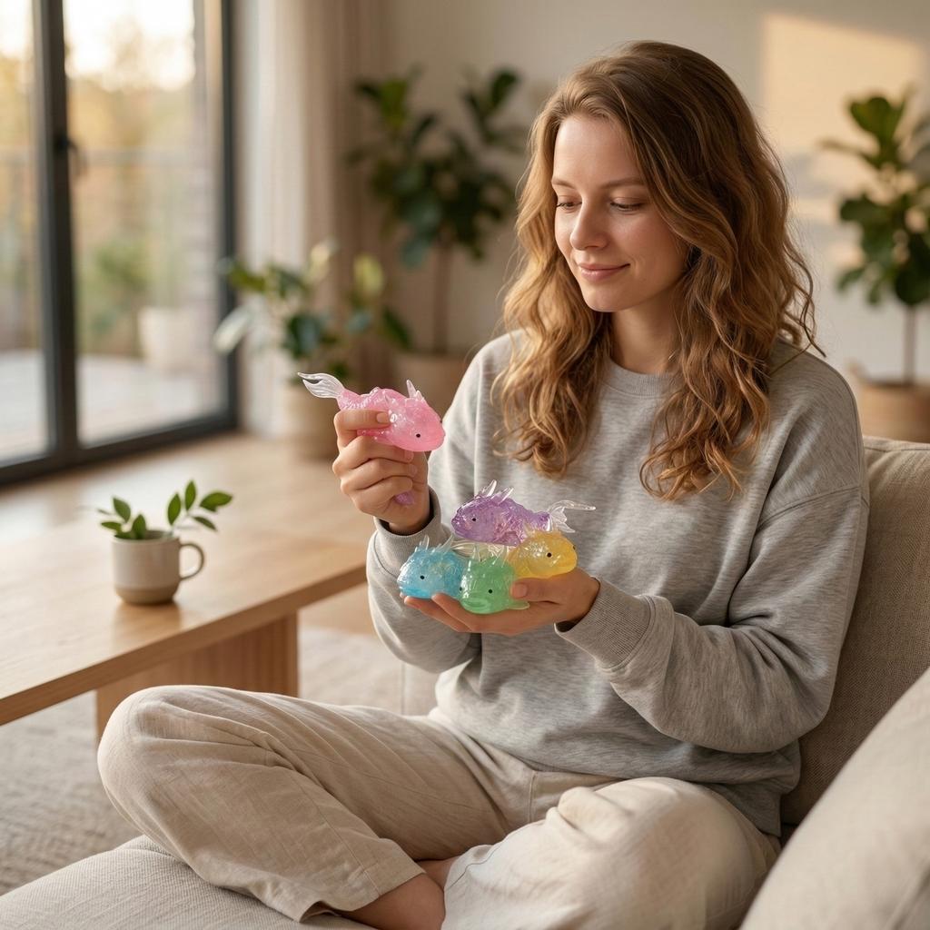 Fish Maltose Toy, Soft Marbled Stress Relief Toy With Stretchable Texture For Kids And Adults