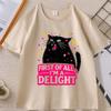 First of All Im A Delight T Shirt Unisex WoUnisex Funny Black Cat TShirt Cotton Short Sleeve Graphic Tee Casaul Round Neck Cat