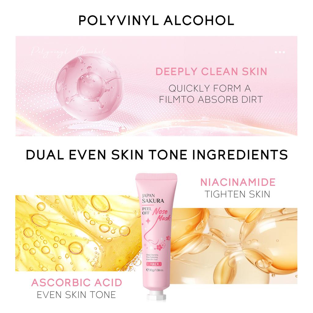 Sakura Peeling Nose Mask Deep Cleansing Oil-Control Shrink Pores Blackhead Removed Tear Off Mask Improve Roughness Skin Care