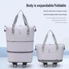 Expandable Large Capacity Travel Bag with Wheels, Double Layer, Foldable, Wet & Dry Separation, Ideal Hospital Carry-on