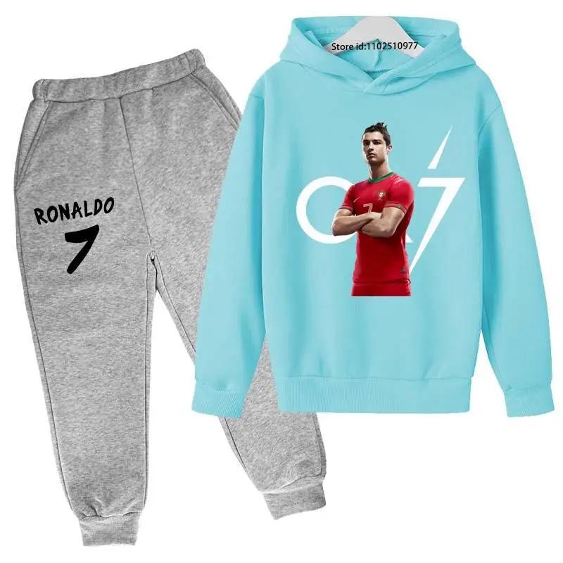 Children's Hoodie Cute Bear Print Sweatshirt Top+trousers 2P Boys Girls Boys Pullover Outdoor Sports Charming Fashion Casual Set