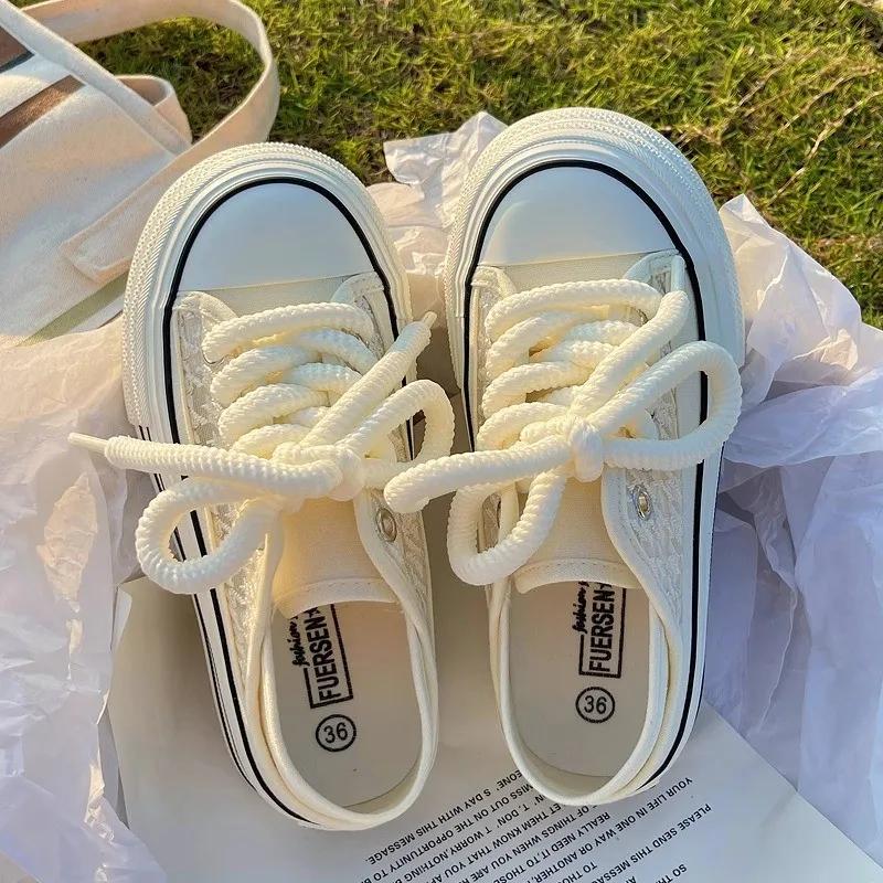 

Модная женская обувь 2025 Горячая распродажа Женские тапочки с закрытым носком Модные на шнуровке Повседневные Летние Дышащие Уличные Удобные Повседневные туфли 35