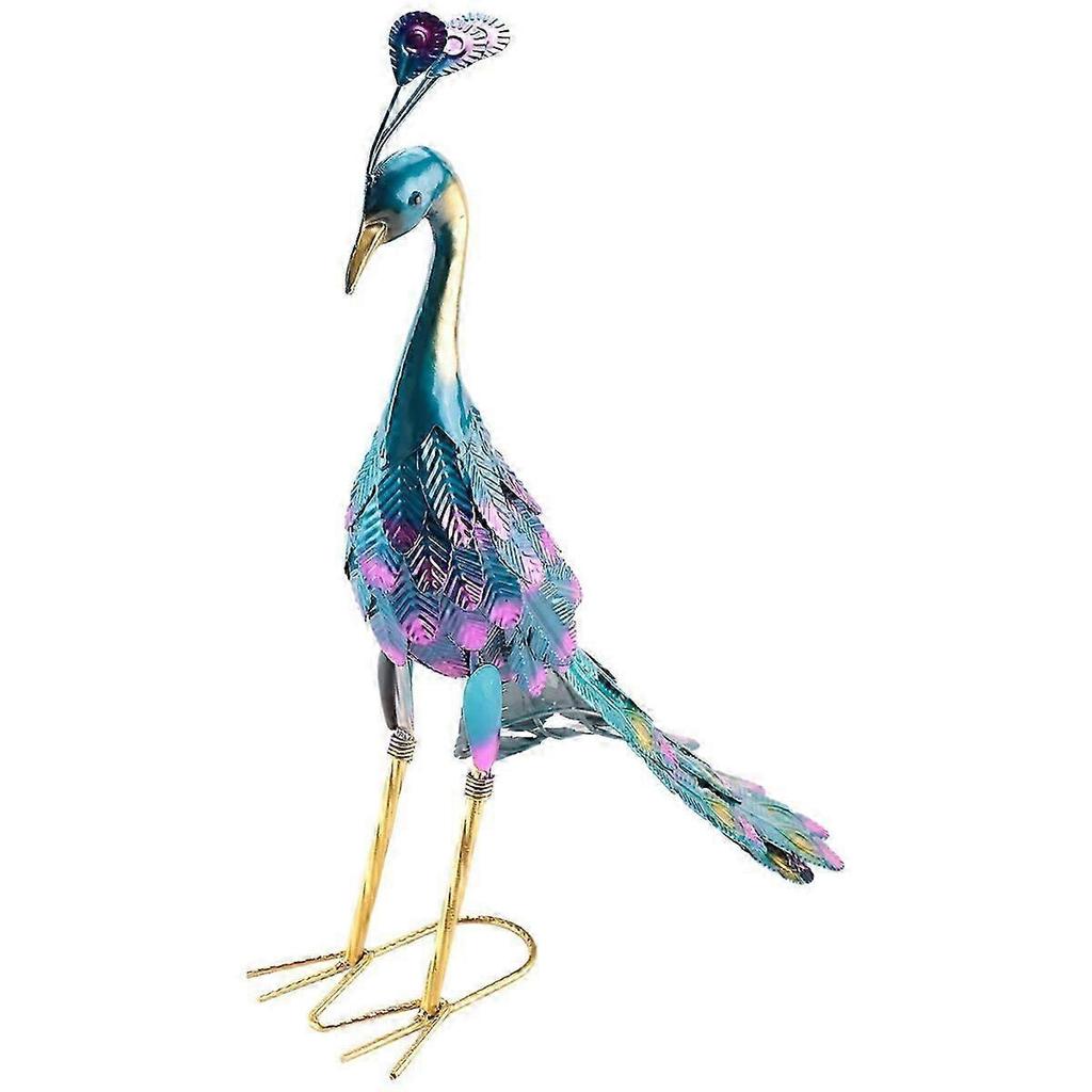 Multicolor Metallic Peacock Statue Metallic Peacock Statue Outdoor Garden, Patio, Deck, Porch-Yard A