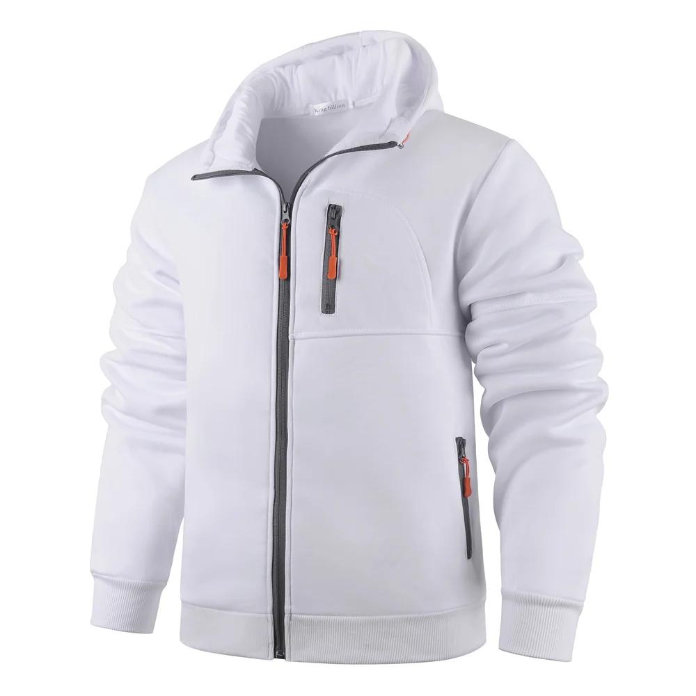 

Мужская осенняя куртка, повседневная, облегающая, на молнии, с капюшоном, куртки для мужчин, уличная одежда, однотонные пальто, мужская одежда XXXL белый