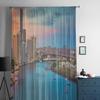 Sunset Sky At Brisbane Australia With Reflection Dramatic Chiffon Sheer Curtains Living Room Bedroom Window Voiles Tulle Curtain