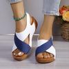 Thick-soled color matching sandals women's muffin bottom Velcro open-toed beach cool slippers wish
